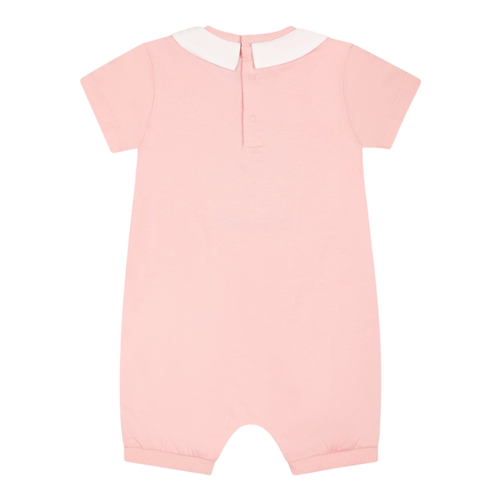 Moschino Pagliaccetto Tinta Unita con Stampa per Neonata MUT049 ROSA MOSCHINO 