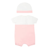 Moschino Set Pagliaccetto-Cappello Bicolore per Neonata MUY07E BIANCO/ROSA MOSCHINO 