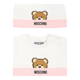 Moschino Set Pagliaccetto-Cappello Bicolore per Neonata MUY07E BIANCO/ROSA MOSCHINO 