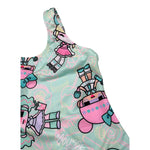 Mousse Costume Intero Tinta Unita con Stampa per Neonata COSTDOLLN VERDE ACQUA MOUSSE 