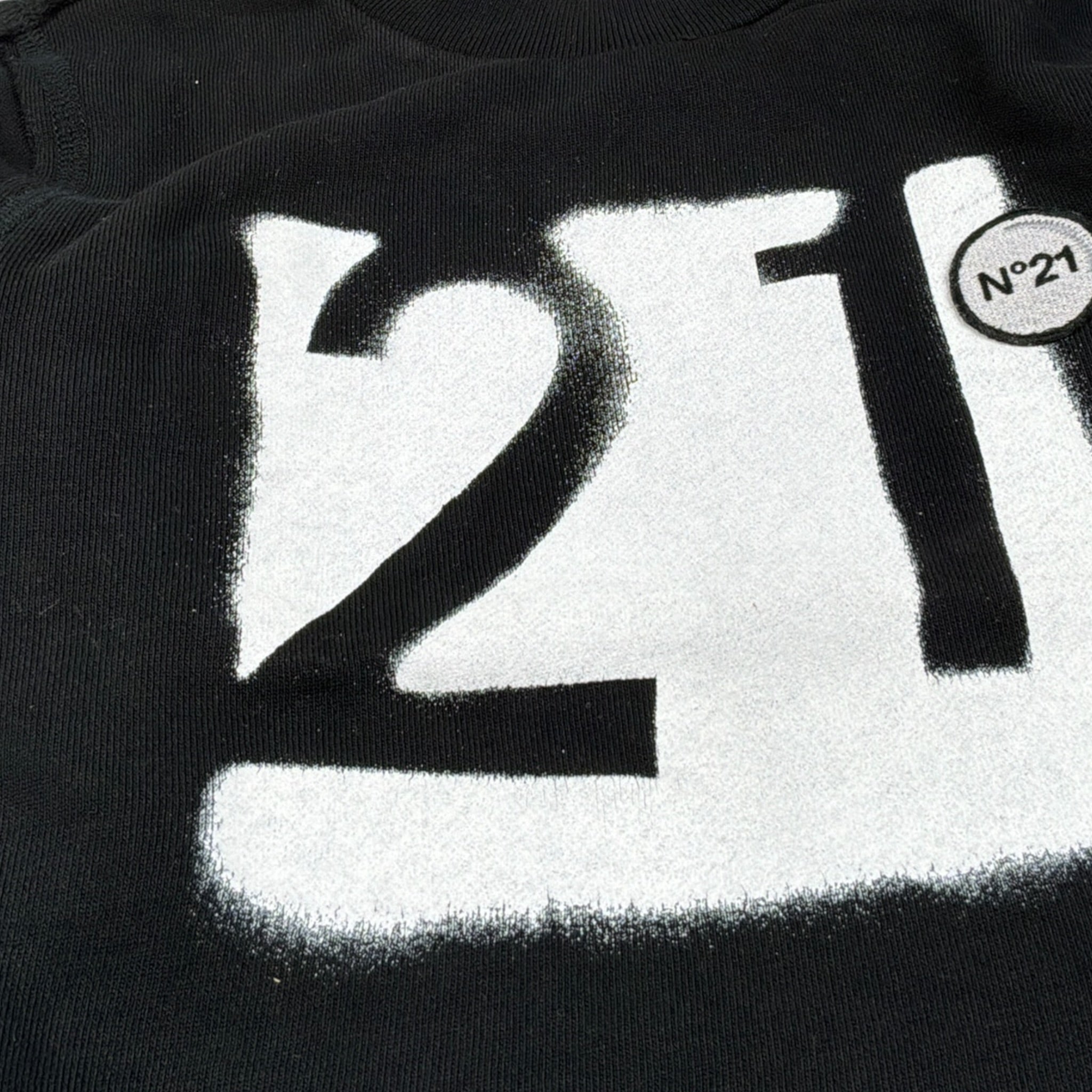 N°21 Felpa Girocollo tinta unita con Stampa Nero per Bambino N21435N0033 NERO N°21 