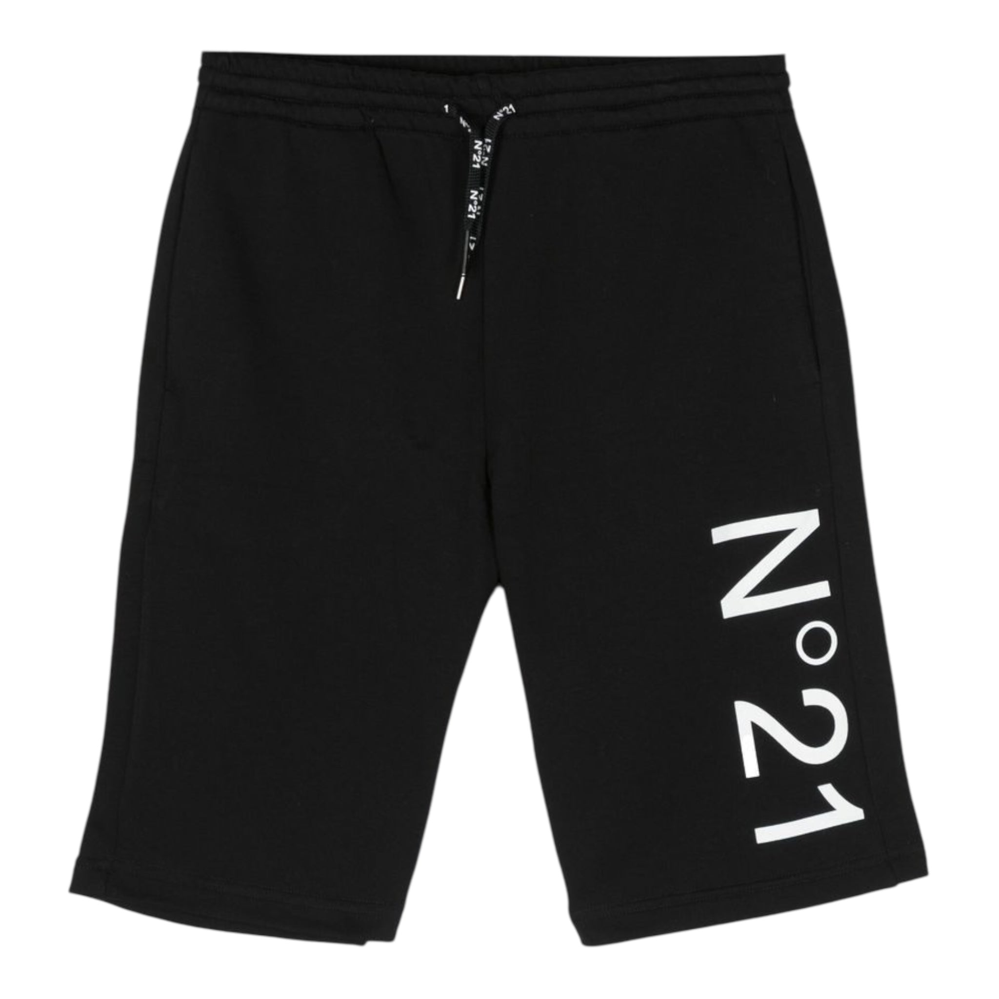 N°21 Bermuda Tinta Unita con Elastico In Vita E Stampa per Bambino N21614 NERO N°21 