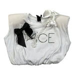 Naice T-Shirt Girocollo Tinta Unita con Applicazioni per Bambina 24156 BIANCO NAICE 