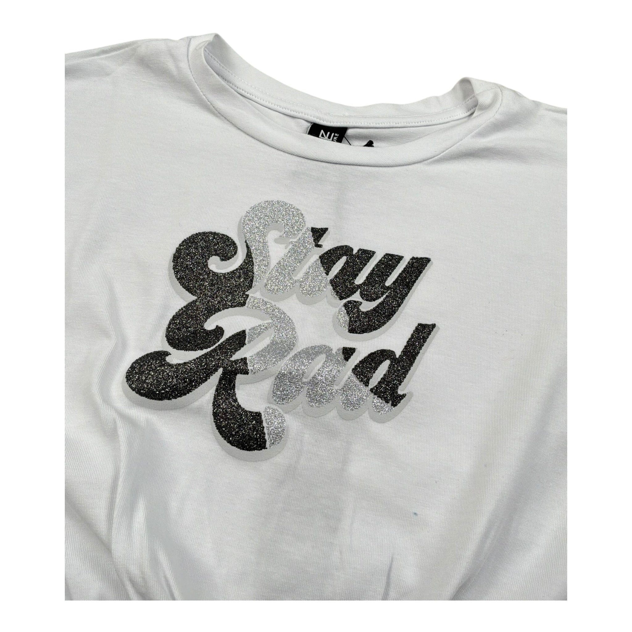 Naice T-Shirt Girocollo Tinta Unita Modello Crop per Bambina 27190 BIANCO NAICE 