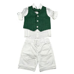 Never Too Completo 4 Pezzi Camicia-Bermuda-Gilet-Papillion per Neonato GM2237N VERDE NEVER TOO 