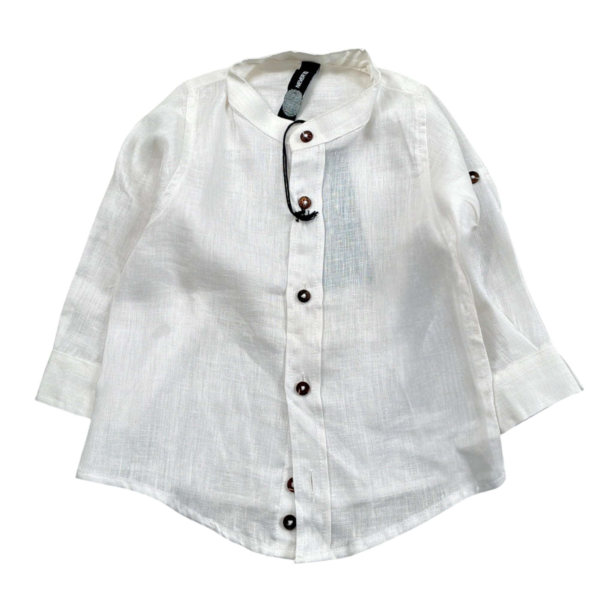 Never Too Camicia tinta unita con Colletto Coreano Panna per Neonato NT1232N PANNA NEVER TOO 