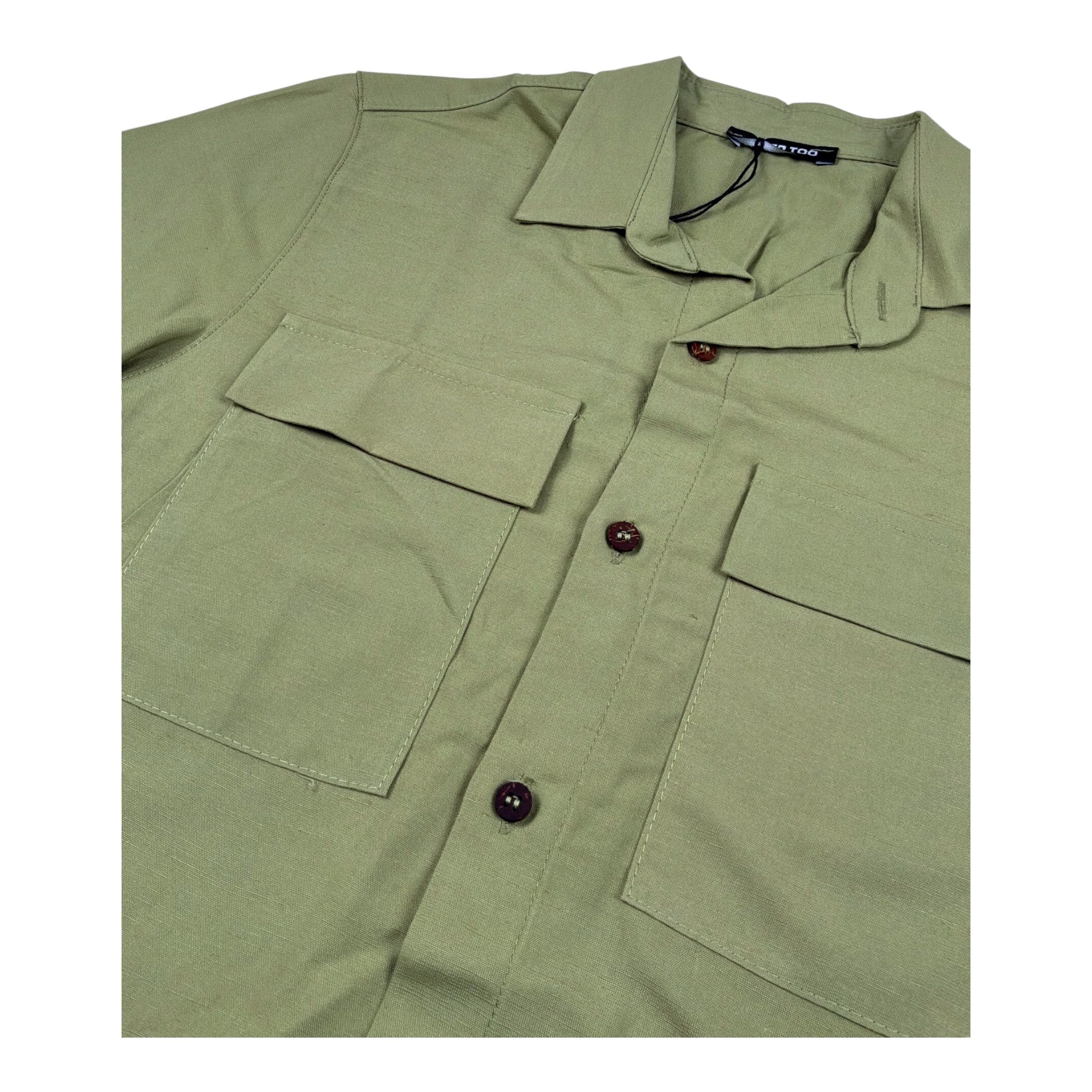 Never Too Camicia tinta unita Mezza Manica Verde per Bambino NT2273R VERDE NEVER TOO 