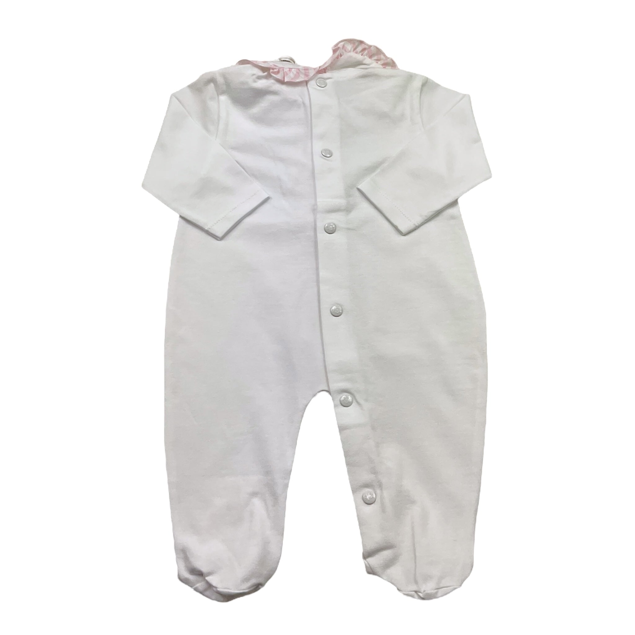 Ninnaoh Tutina Tinta Unita con Stampa E Colletto per Neonata E2215T BIANCO NINNAOH 