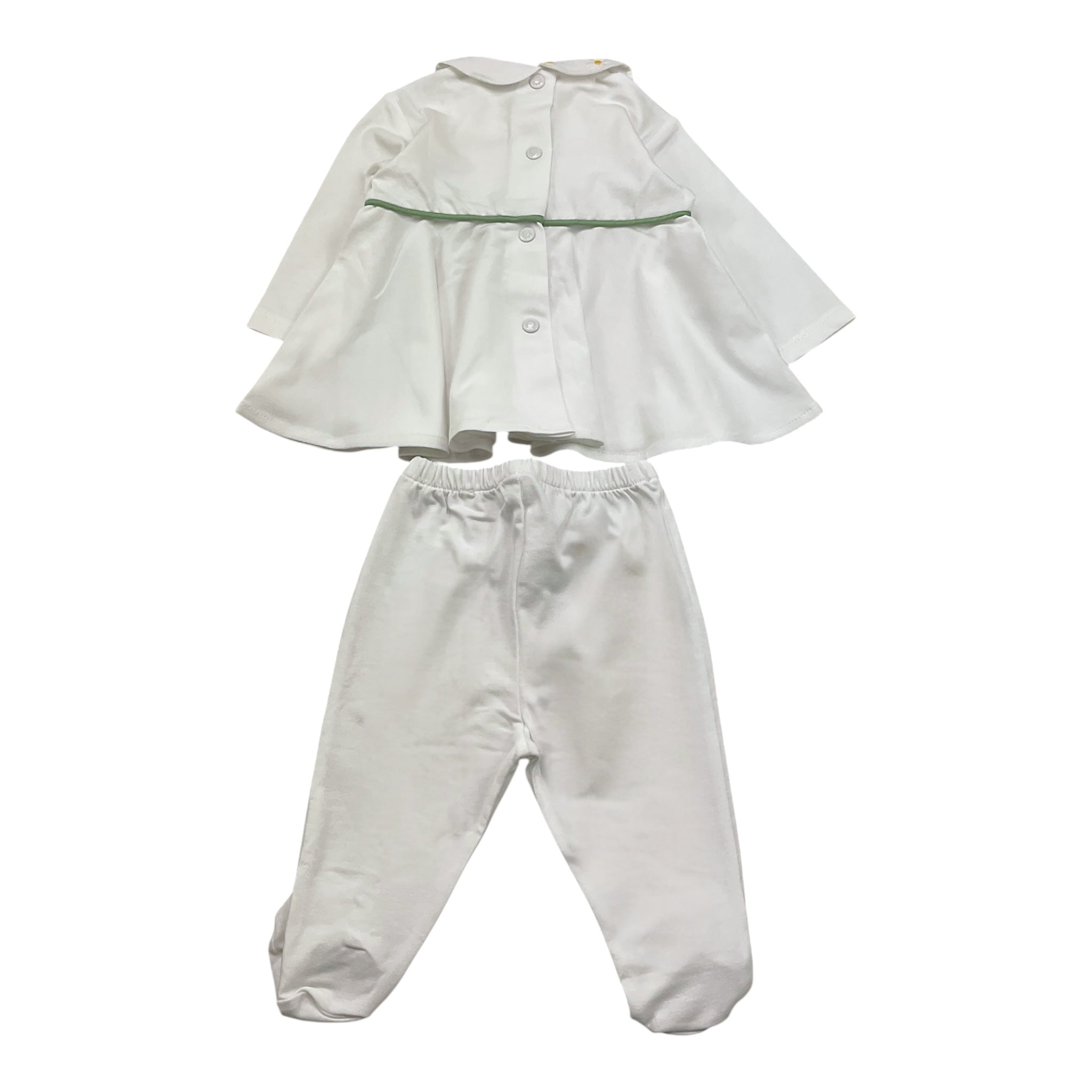 Ninnaoh Completo 2 Pezzi Shirt-Ghettina Tinta Unita con Applicazioni per Neonata E25C53 BIANCO NINNAOH 