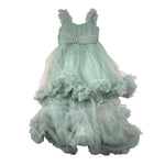 Notaro Of Kids Abito Giromanica Tinta Unita con Tulle per Bambina K23422 VERDE NOTARO OF KIDS 