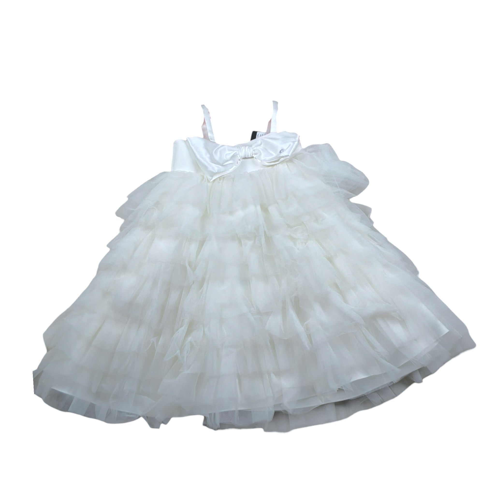 Nunzia Corinna Abito Cerimonia Tinta Unita con Tulle  per Bambina NJ2015962 PANNA NUNZIA CORINNA 