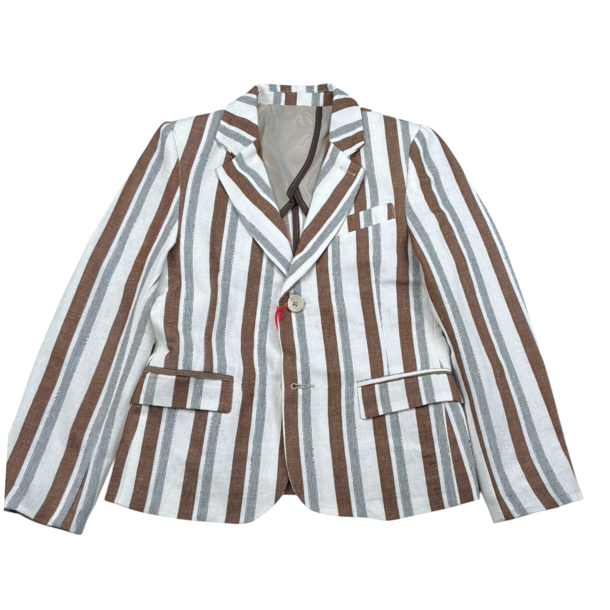 Over-D Giacca Bicolore con Fantasia A Righe per Bambino OK715GC BIANCO/MARRONE OVER-D 