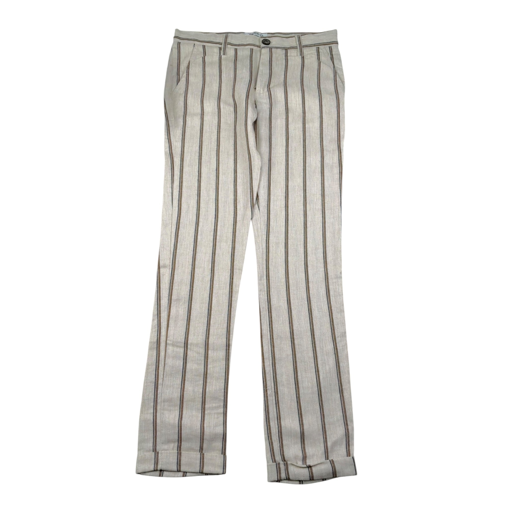 Over-D Pantalone Tinta Unita con Fantasia A Righe per Bambino OK763AB BEIGE OVER-D 