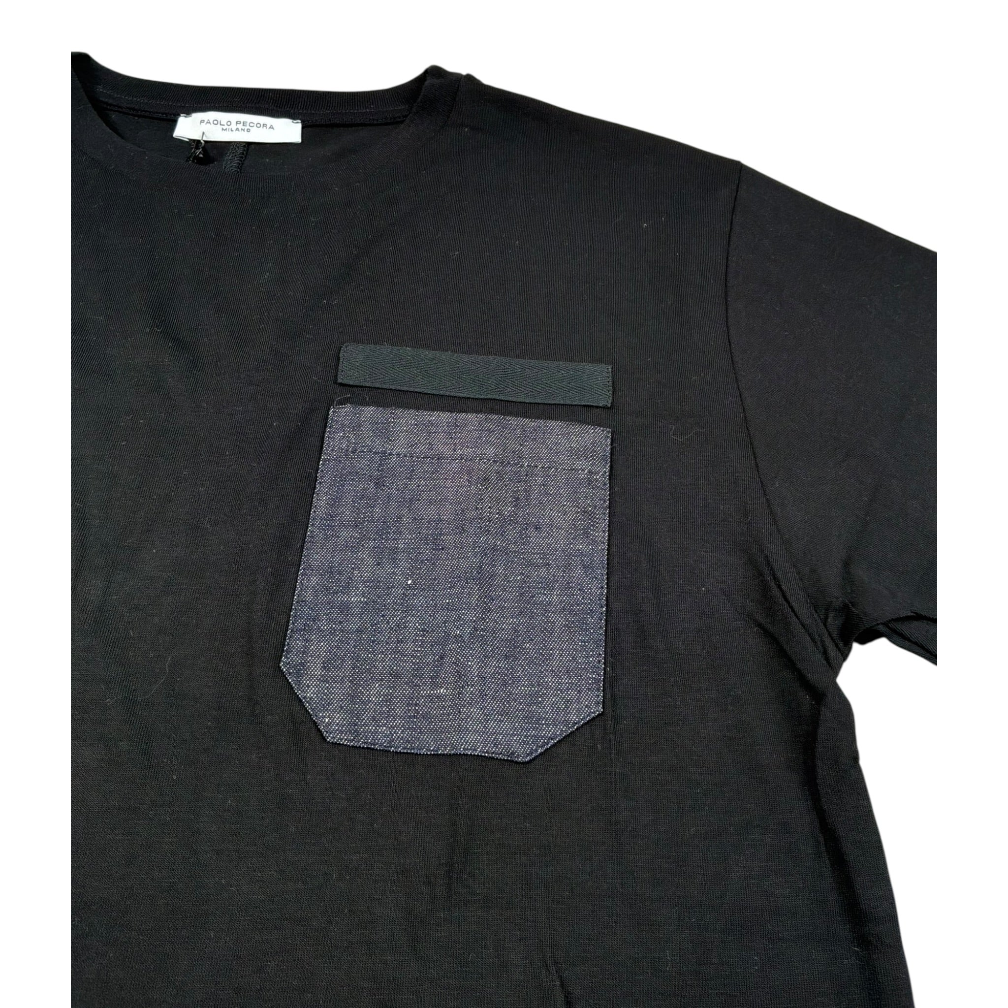 Paolo Pecora T-Shirt Girocollo Tinta Unita con Taschino per Bambino PP3375 NERO PAOLO PECORA 