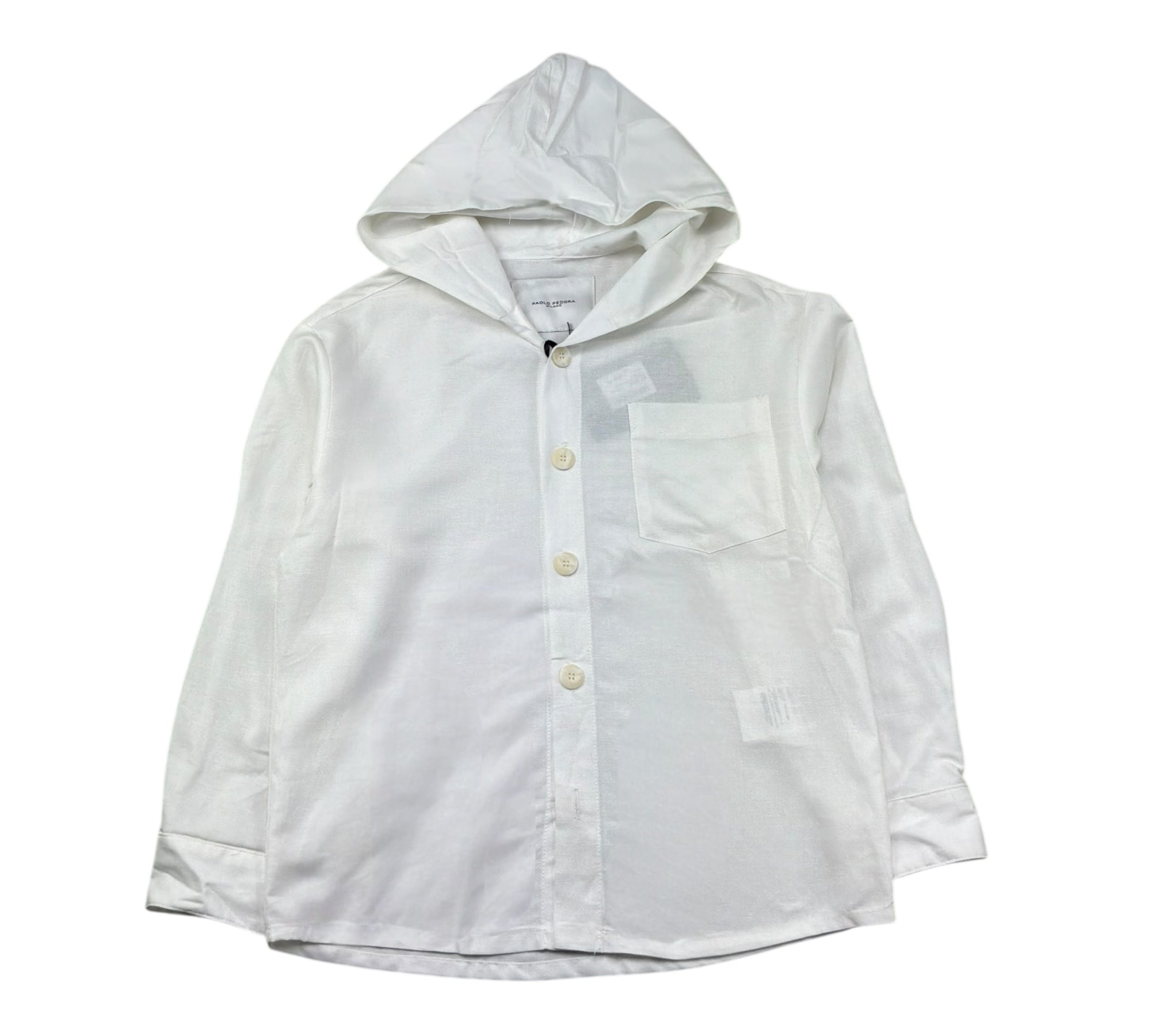 Paolo Pecora Camicia Manica Lunga Tinta Unita con Cappuccio per Bambino PP4216 BIANCO PAOLO PECORA 