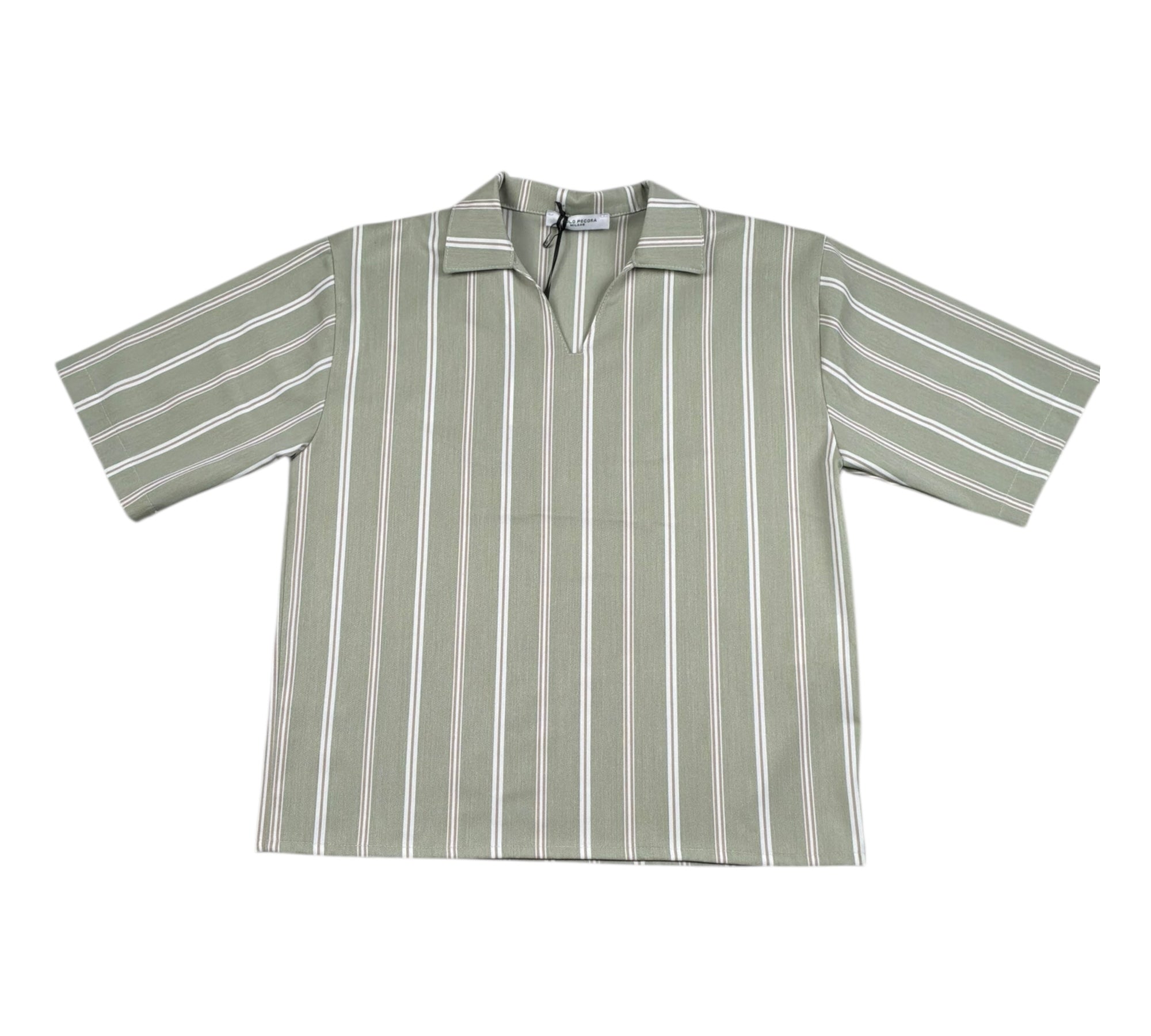 Paolo Pecora Camicia Mezza Manica Fantasia A Righe per Bambino PP42355 VERDE PAOLO PECORA 