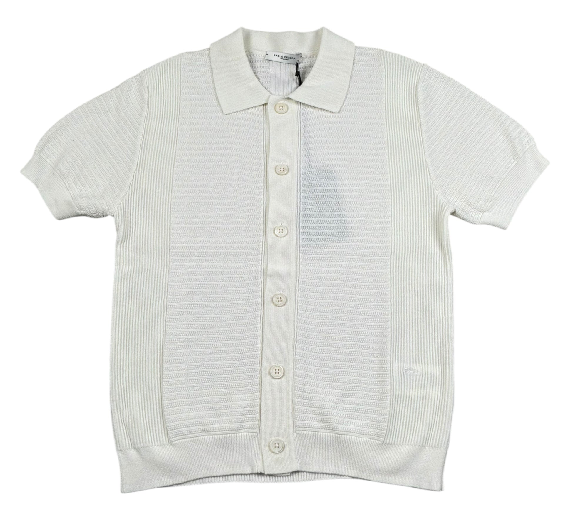 Paolo Pecora Camicia Mezza Manica Tinta Unita In Filo per Bambino PP42766 PANNA PAOLO PECORA 