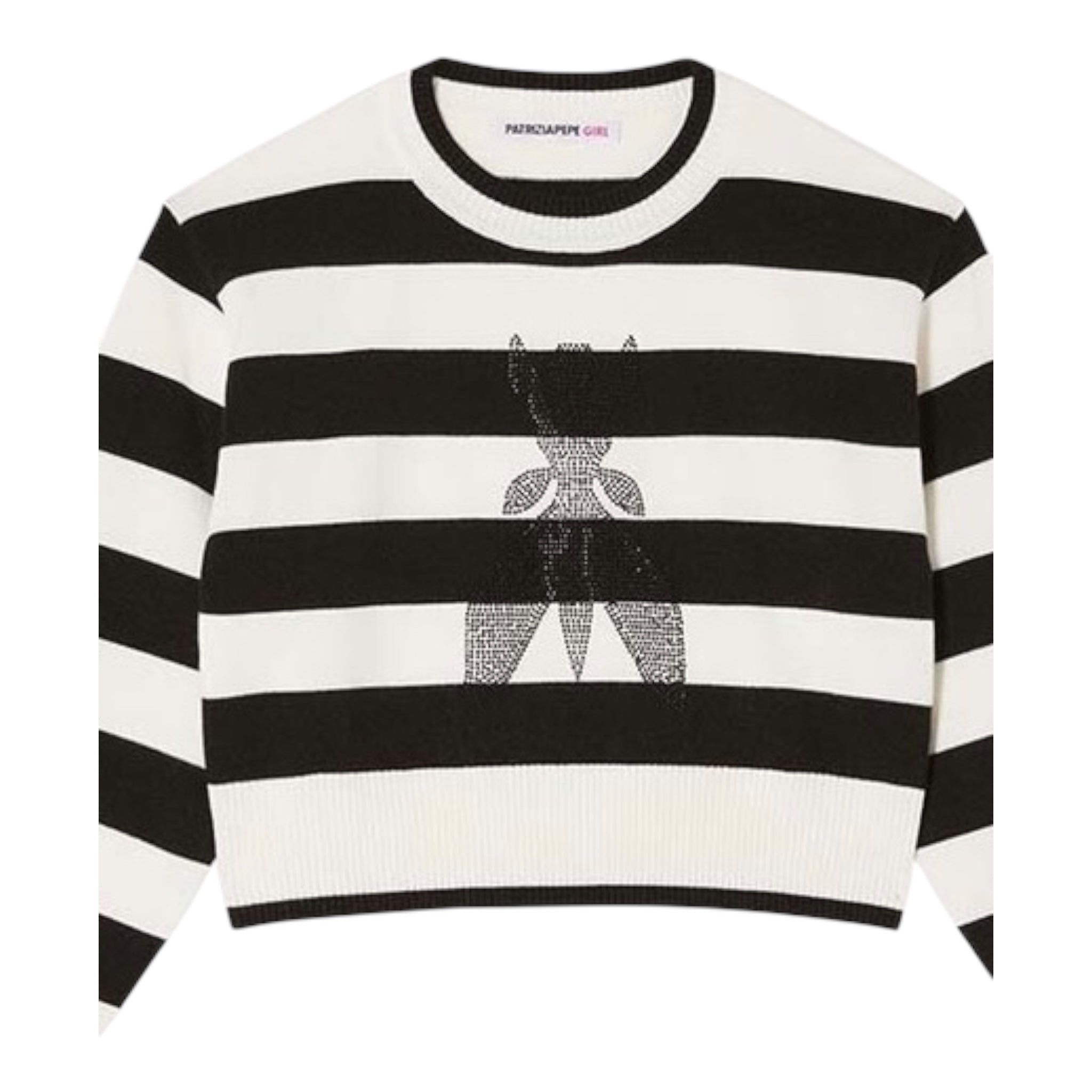 Patrizia Pepe Maglia Bicolore con Fantasia A Righe per Bambina 7K0048 BIANCO/NERO PATRIZIA PEPE 