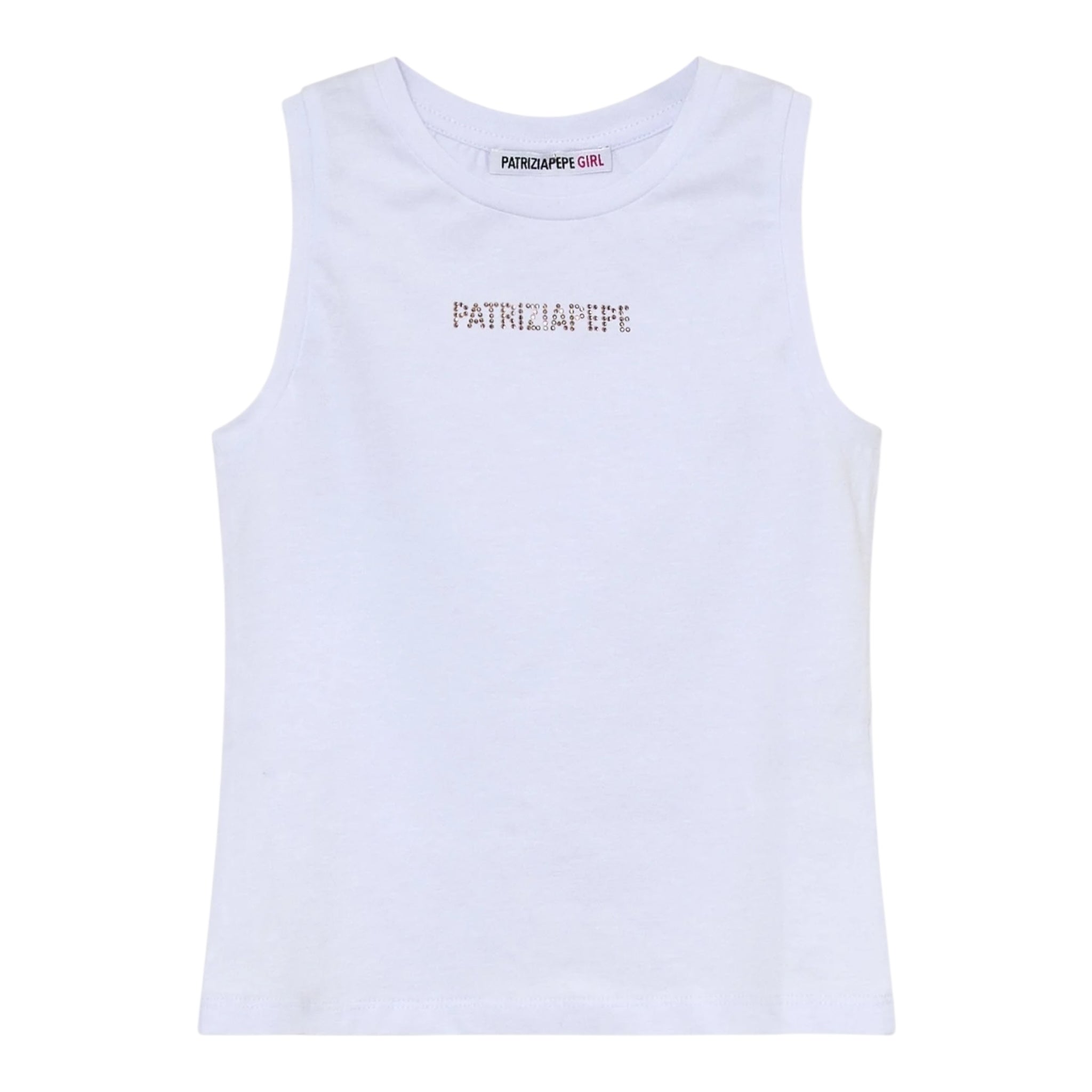 Patrizia Pepe Canotta Tinta Unita con Brillantini per Bambina 7M0813 BIANCO PATRIZIA PEPE 