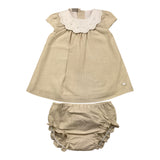 Paz Rodriguez Set Abito Mezza Manica-Coulotte Tinta Unita per Neonata 004152719 BEIGE PAZ RODRIGUEZ 