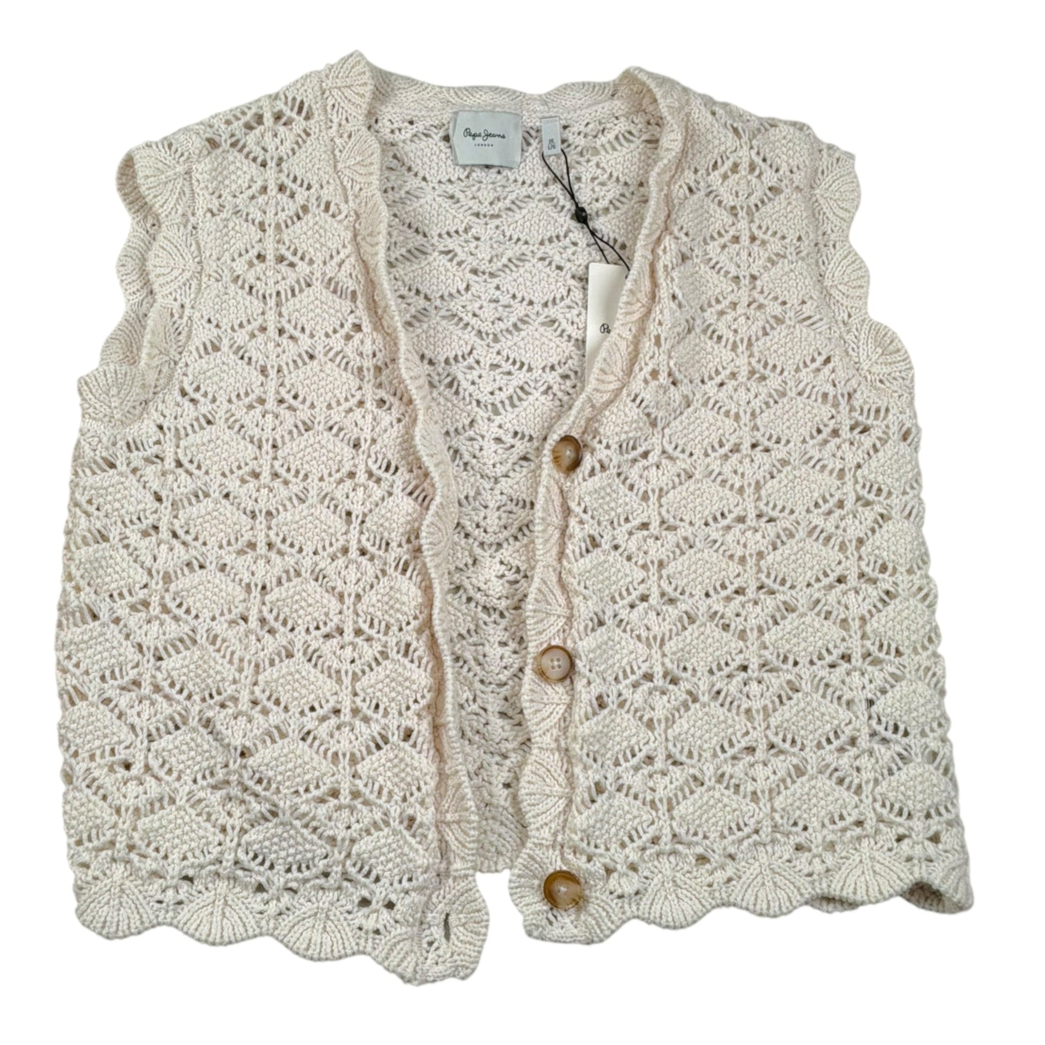 Pepe Feamo Gilet con Bottoni Ricamato per Bambina PG701111 PANNA PEPE FEAMO 