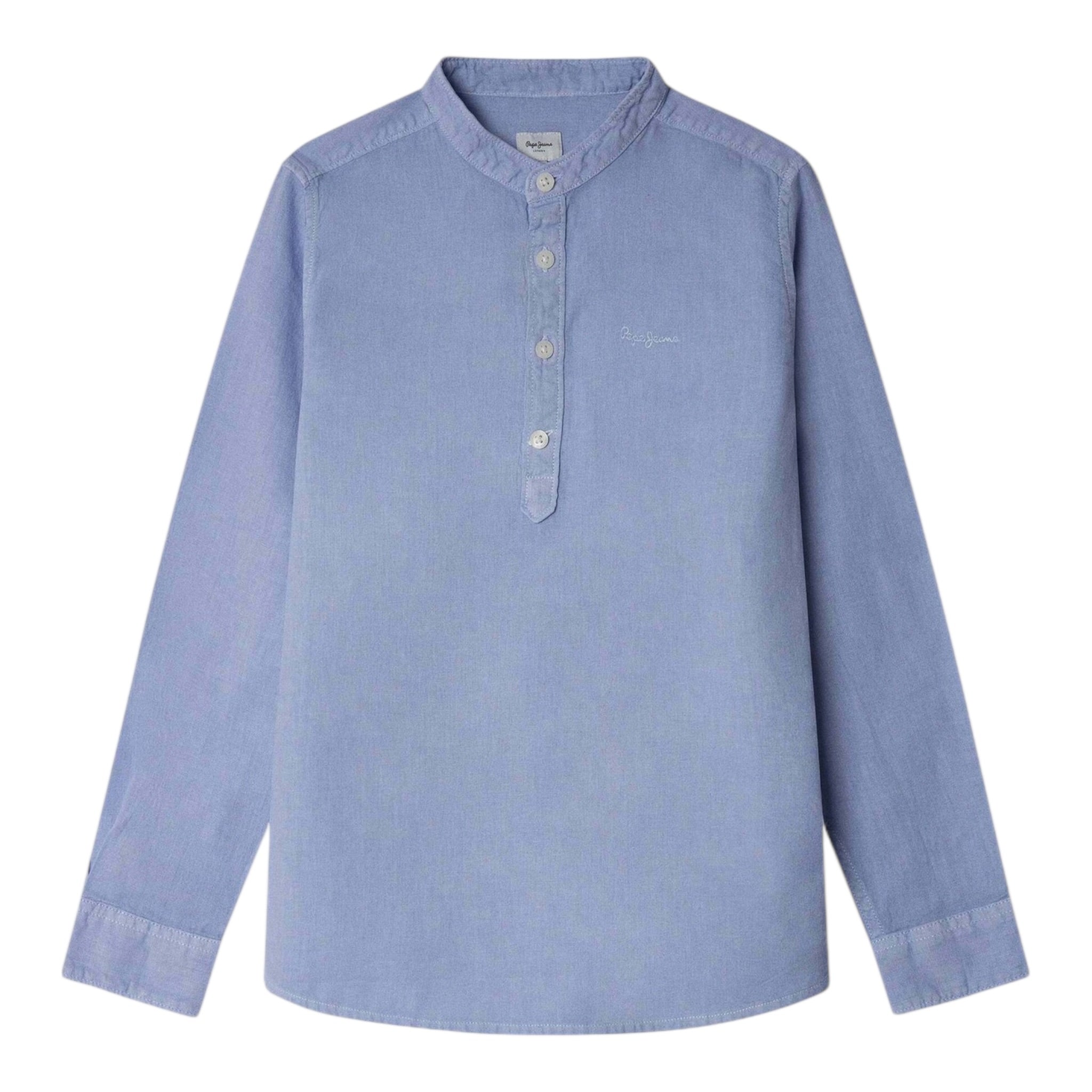 Pepe Jeans Camicia Manica Lunga Tinta Unita con Collo Coreano per Bambino PB302703 AZZURRO PEPE JEANS 