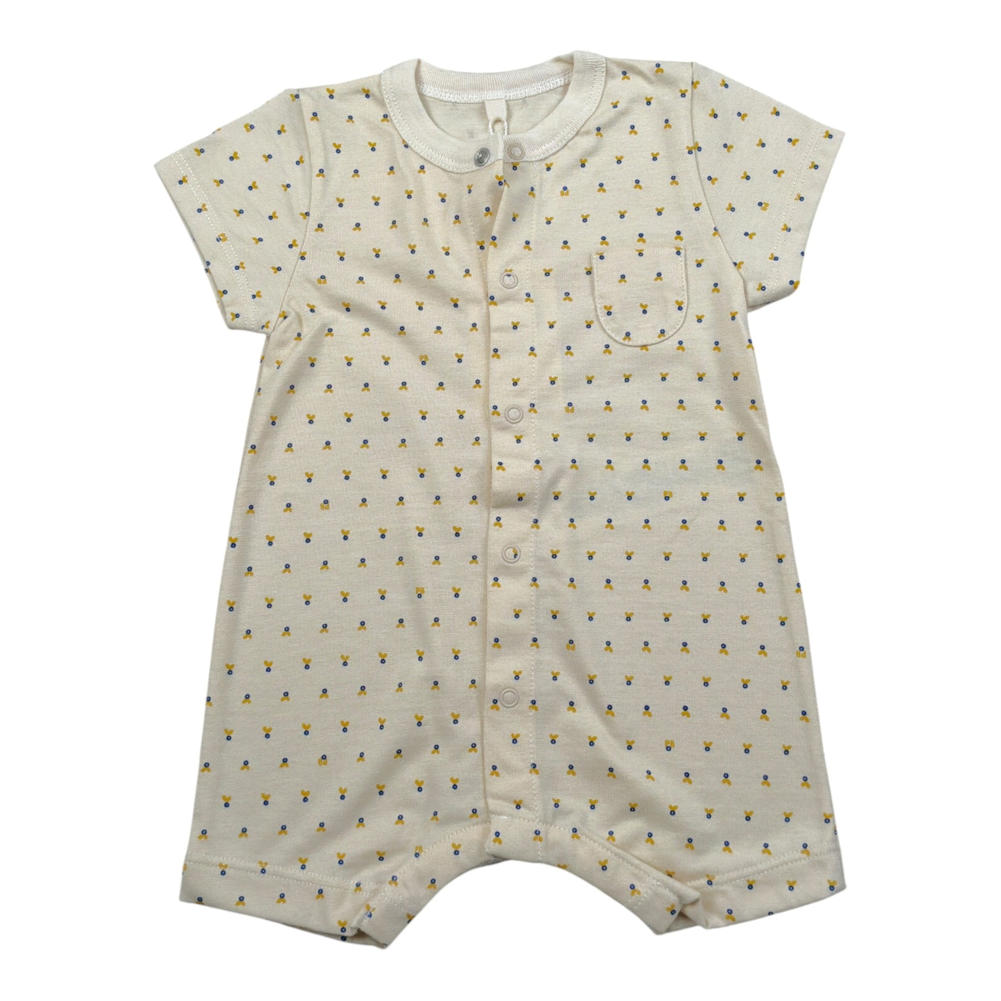 Petit Bateau Pagliaccetto tinta unita con Stampa Giallo per Neonato A09HC GIALLO PETIT BATEAU 