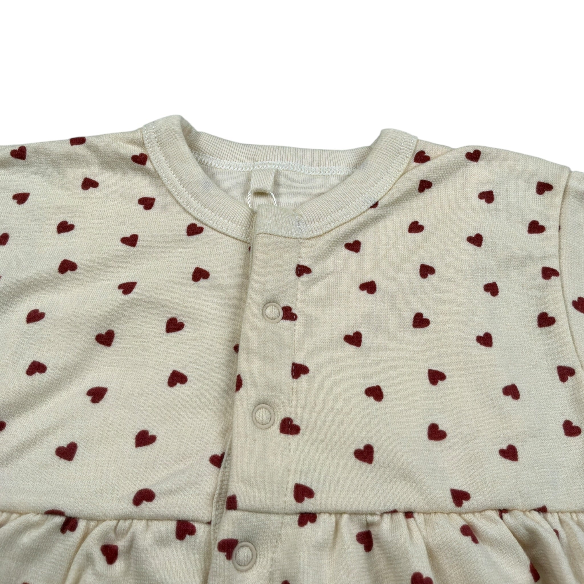 Petit Bateau Abito Mezza Manica tinta unita Fantasia Cuori con Culotte Panna per Neonata A09MR01030 PANNA PETIT BATEAU 