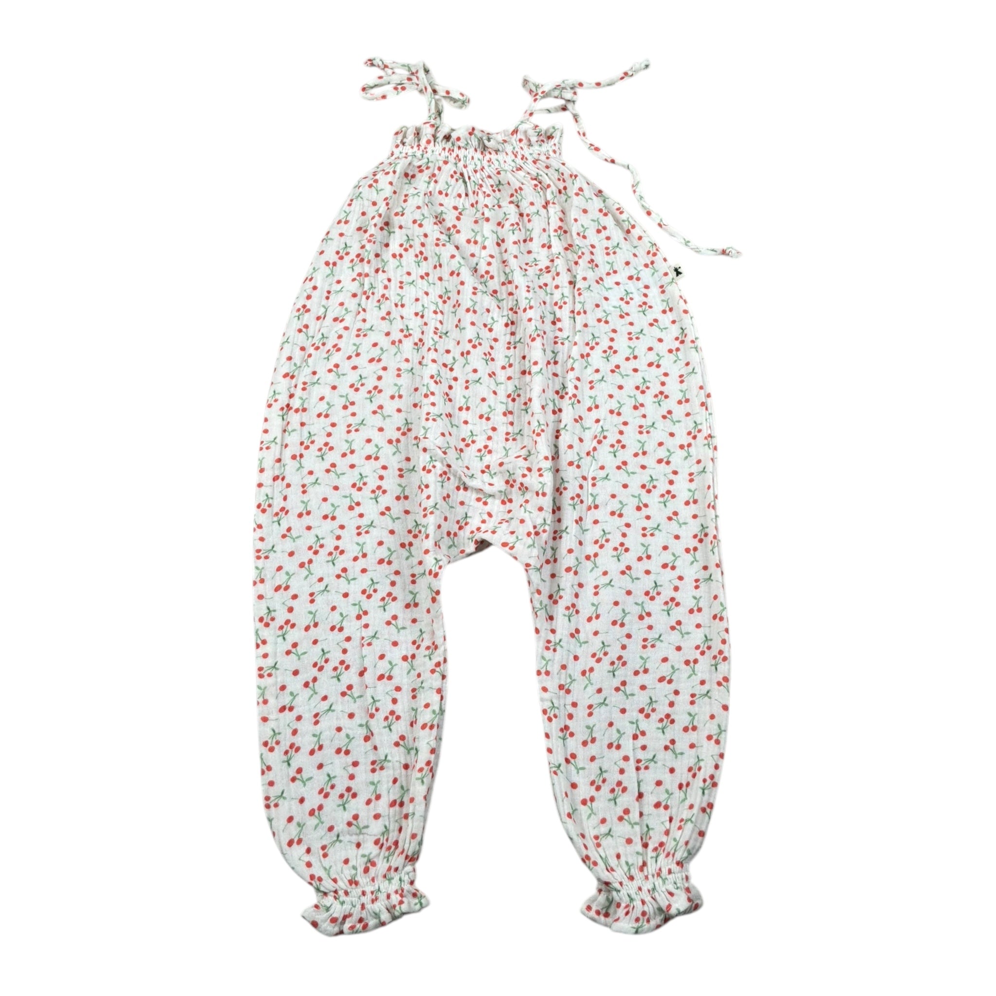 Petit Indi Tuta Tinta Unita con Fantasia Ciliegie per Neonata SS25B1210 BIANCO PETIT INDI 