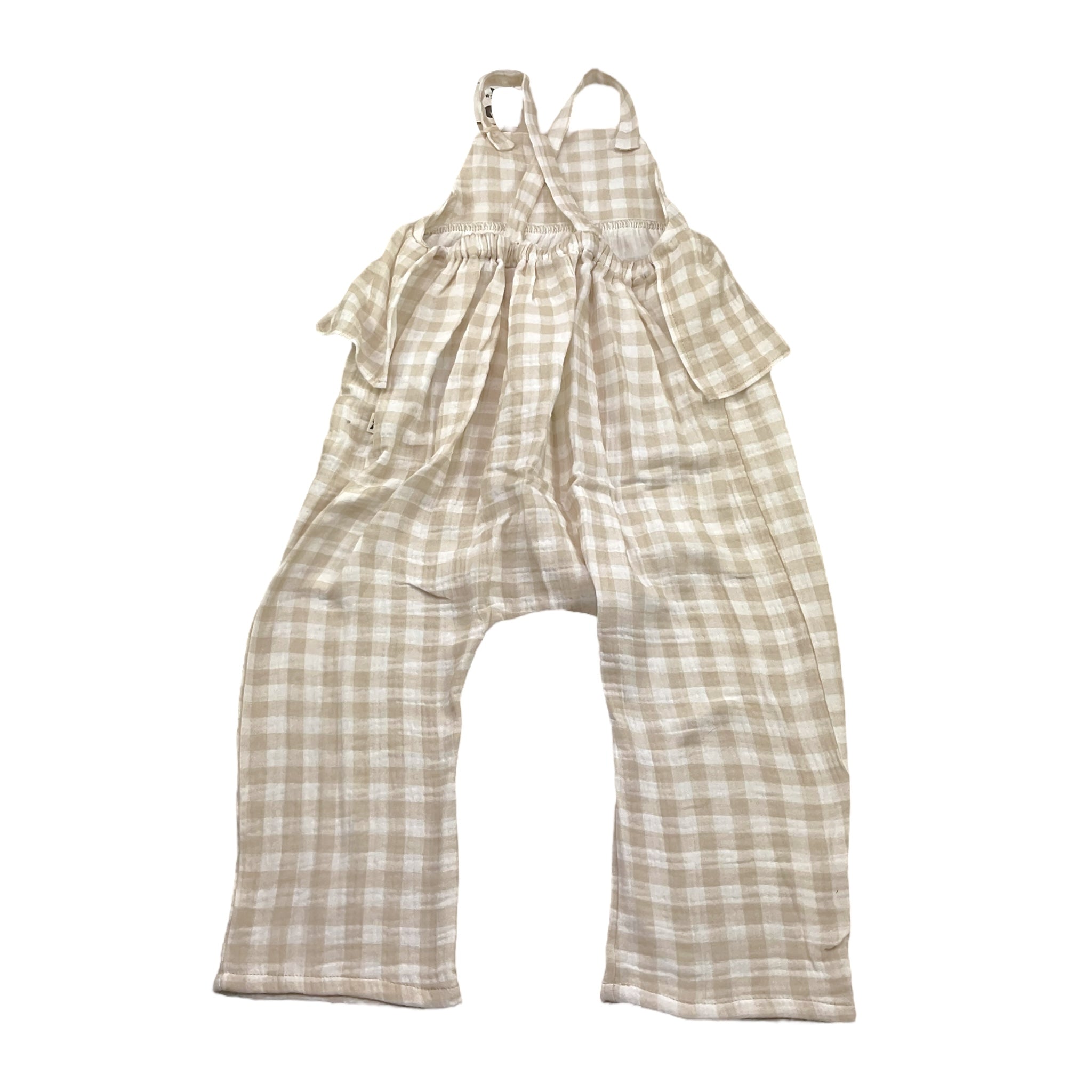 Petit Indi Tuta Intera Bicolore con Fantasia A Quadri per Bambina SS25B2115 BIANCO/BEIGE PETIT INDI 