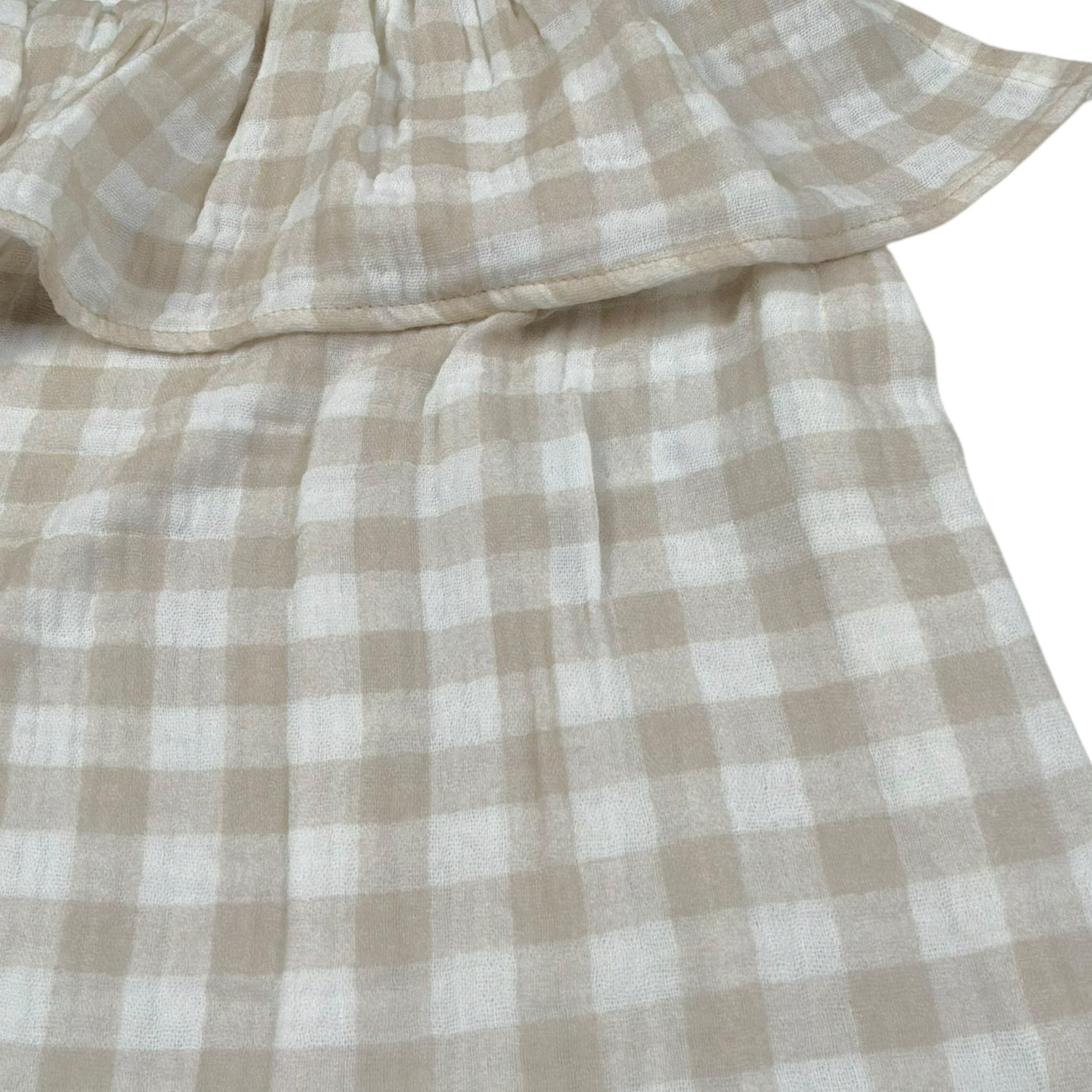 Petit Indi Tuta Intera Bicolore con Fantasia A Quadri per Bambina SS25B2115XXN BIANCO/BEIGE PETIT INDI 