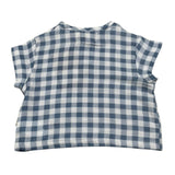 Petit Indi T-Shirt Bicolore con Fantasia A Quadri per Neonato SS25B2833 BIANCO/BLU PETIT INDI 