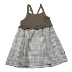 Petit Indi Abito Bicolore con Fantasia Quadri per Bambina SS25BK6527XJ BIANCO/BEIGE PETIT INDI 