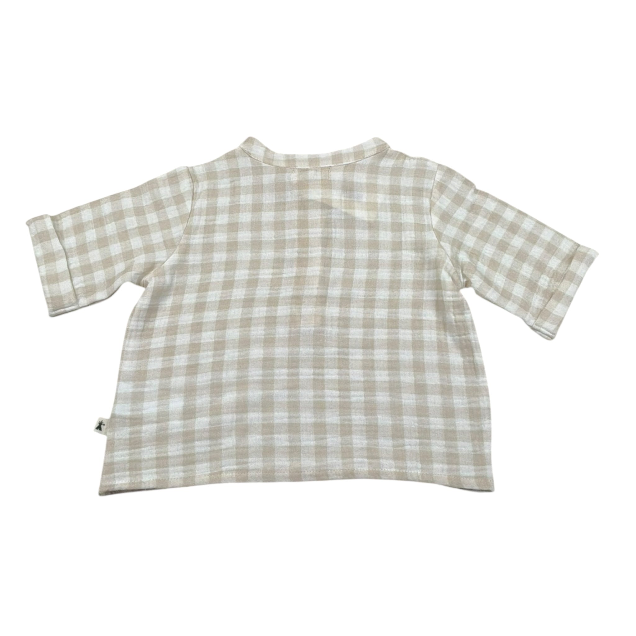 Petit Indi Camicia Tinta Unita con Fantasia A Quadri per Bambino SS25BK7115X BEIGE PETIT INDI 
