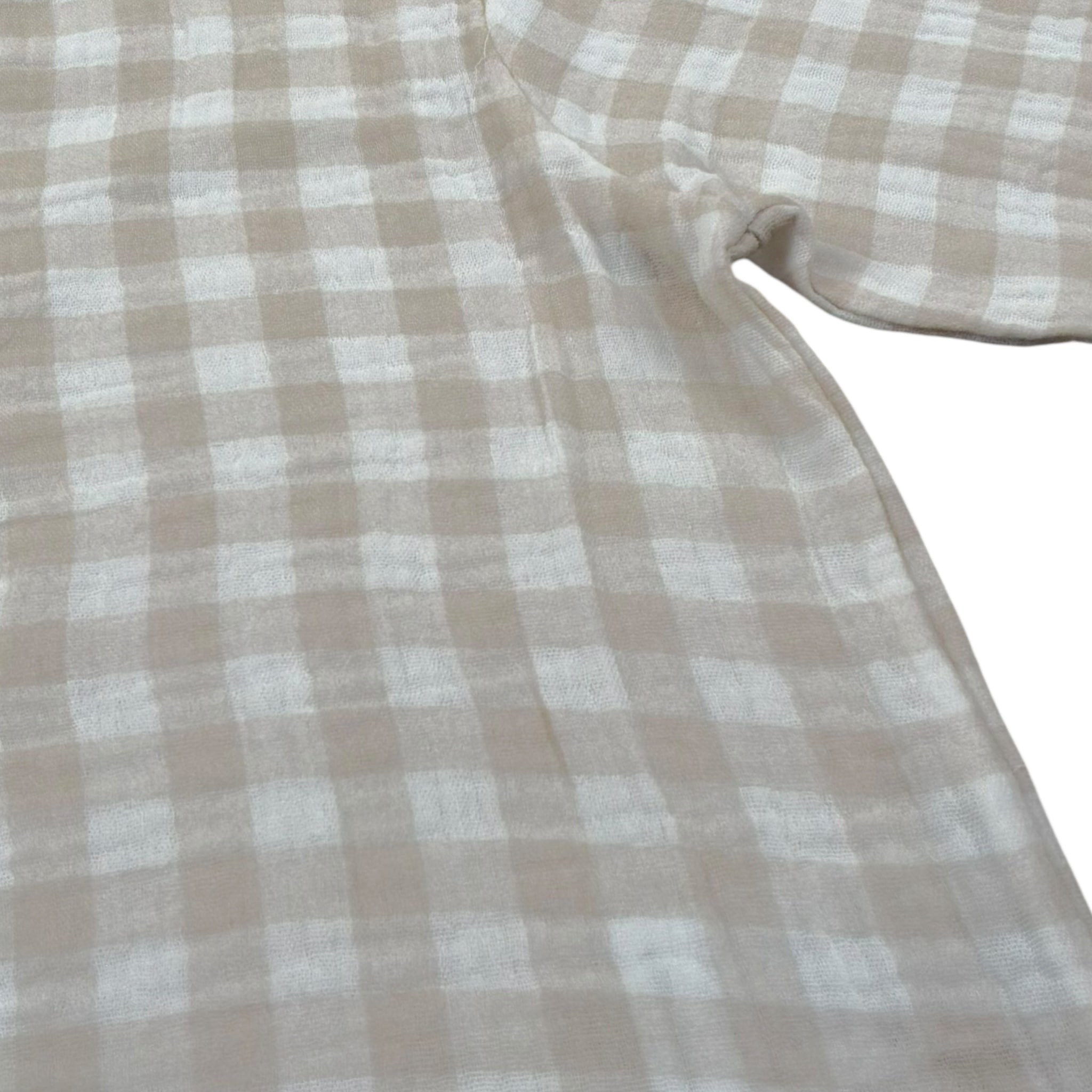 Petit Indi Camicia Tinta Unita con Fantasia A Quadri per Bambino SS25BK7115X BEIGE PETIT INDI 