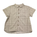 Petit Indi Camicia Tinta Unita con Fantasia A Quadri per Bambino SS25BK7427 BIANCO PETIT INDI 