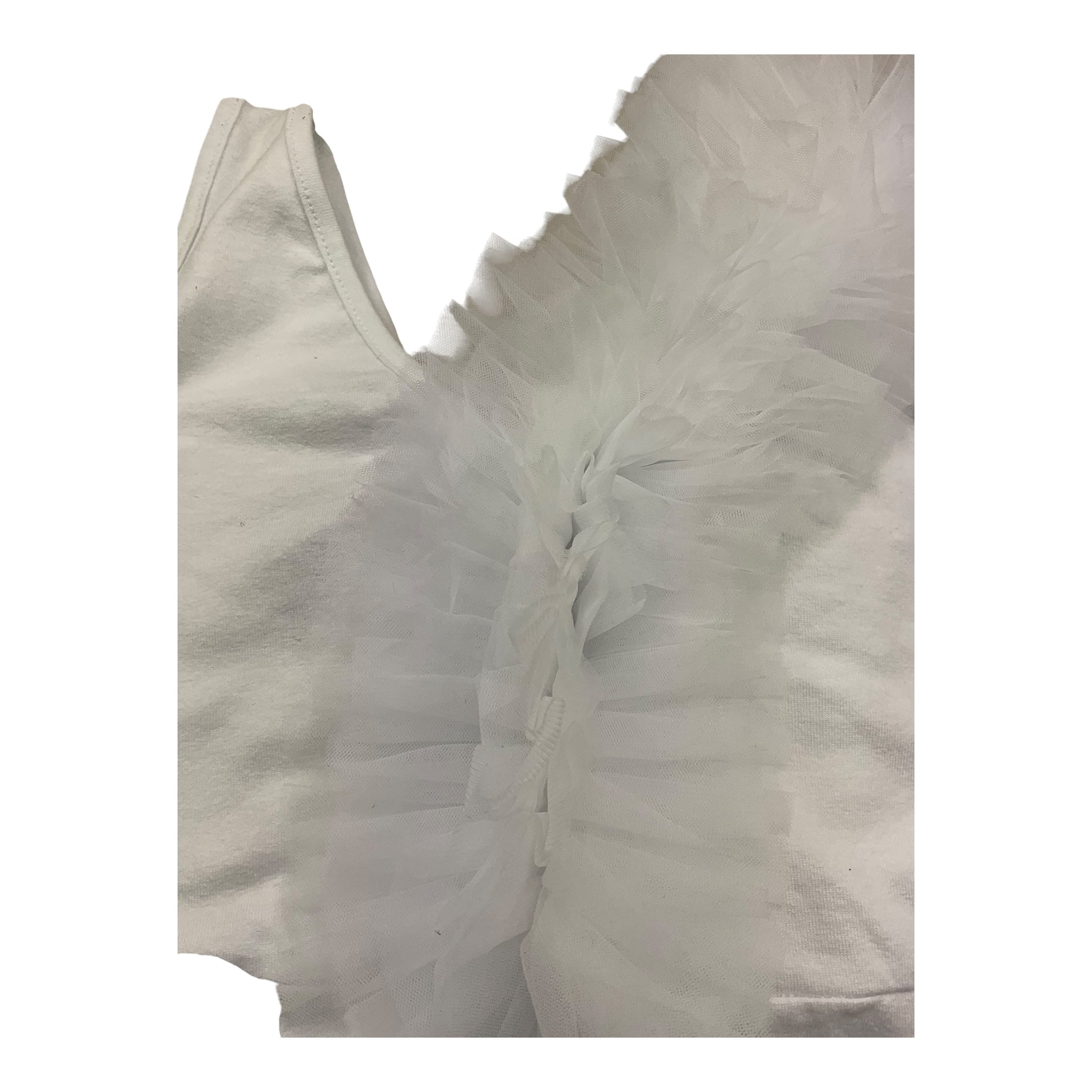 Petit Posh Body Giromanica Tinta Unita con Tulle per Bambina GFJS25073BD BIANCO PETIT POSH 