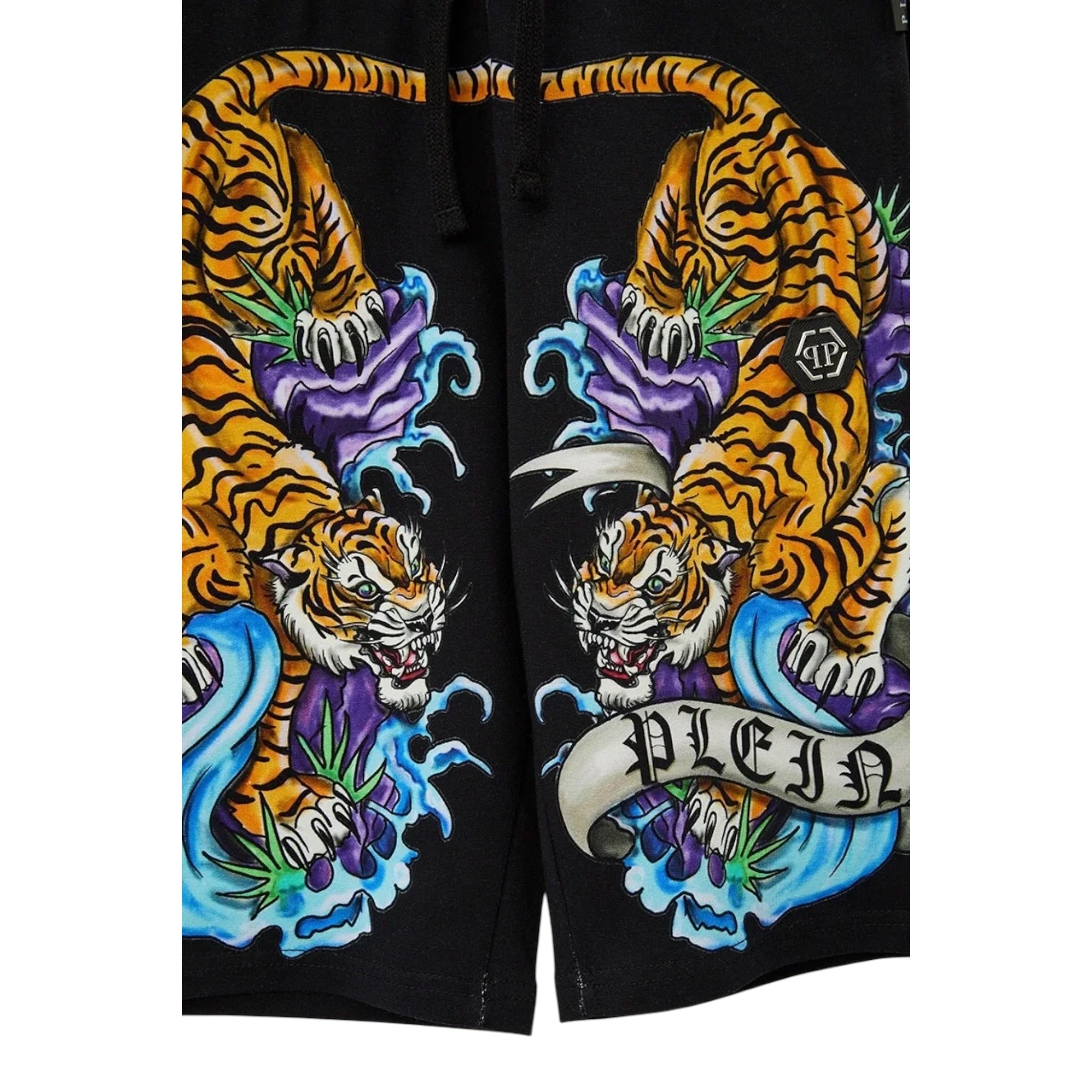 Philippe Plein Bermuda tinta unita con Stampa Nero per Bambino BJT0496 NERO PHILIPPE PLEIN 