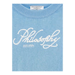 Philosophy Maglia Girocollo Tinta Unita con Logo per Bambina I9E308 AZZURRO PHILOSOPHY 