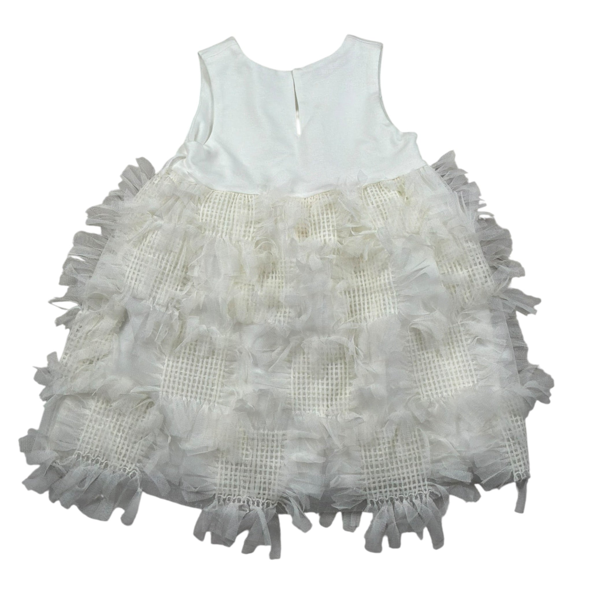 Please Abito Giromanica Tinta Unita con Tulle per Neonata AB26290G73 PANNA PLEASE 