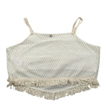Please Top Tinta Unita con Frangie E Bretelle per Bambina CC90230G72XX PANNA PLEASE 