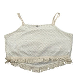 Please Top Tinta Unita con Frangie E Bretelle per Bambina CC90230G72XX PANNA PLEASE 