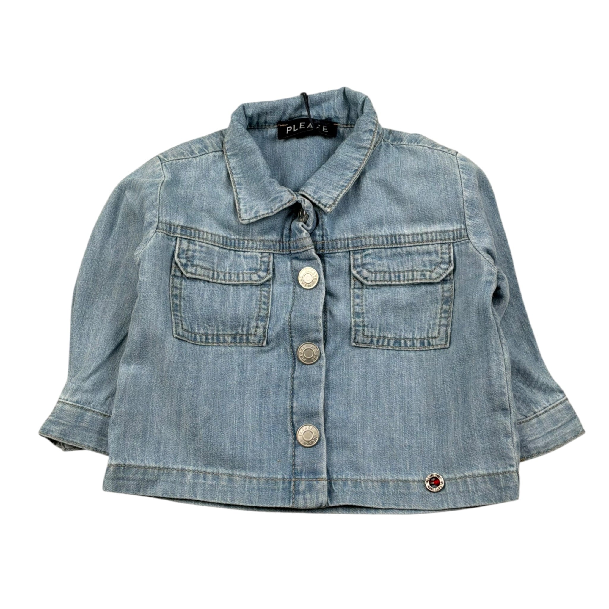 Please Camicia In Denim con Bottoni Tinta Unita per Neonato JB54010B71 AZZURRO PLEASE 
