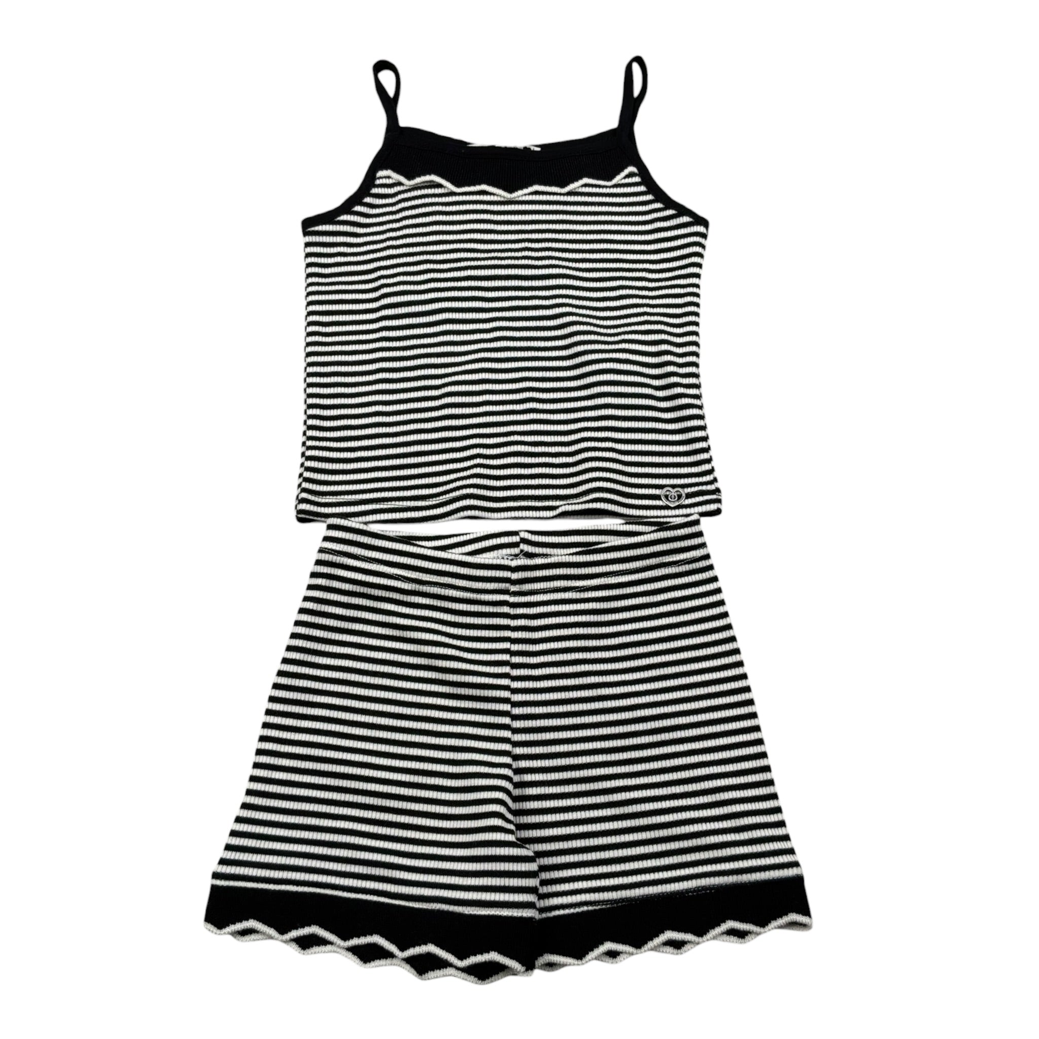 Please Completo 2 Pezzi Canotta-Short Fantasia A Righe per Bambina KB06071G71 BIANCO/NERO PLEASE 