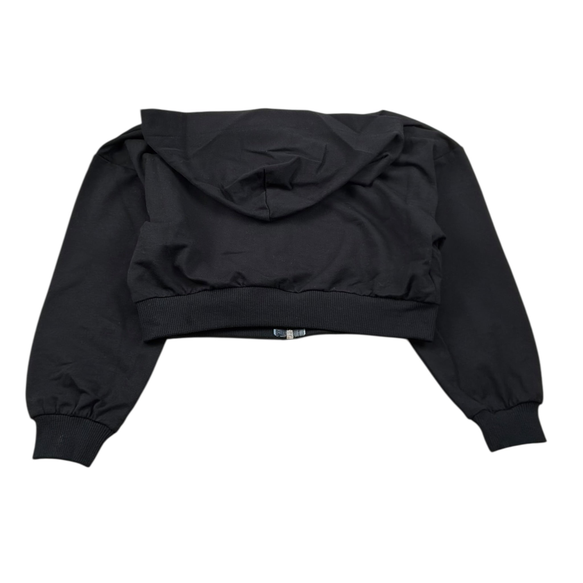 Please Felpa Tinta Unita con Zip E Cappuccio per Bambina LK20042G72 NERO PLEASE 