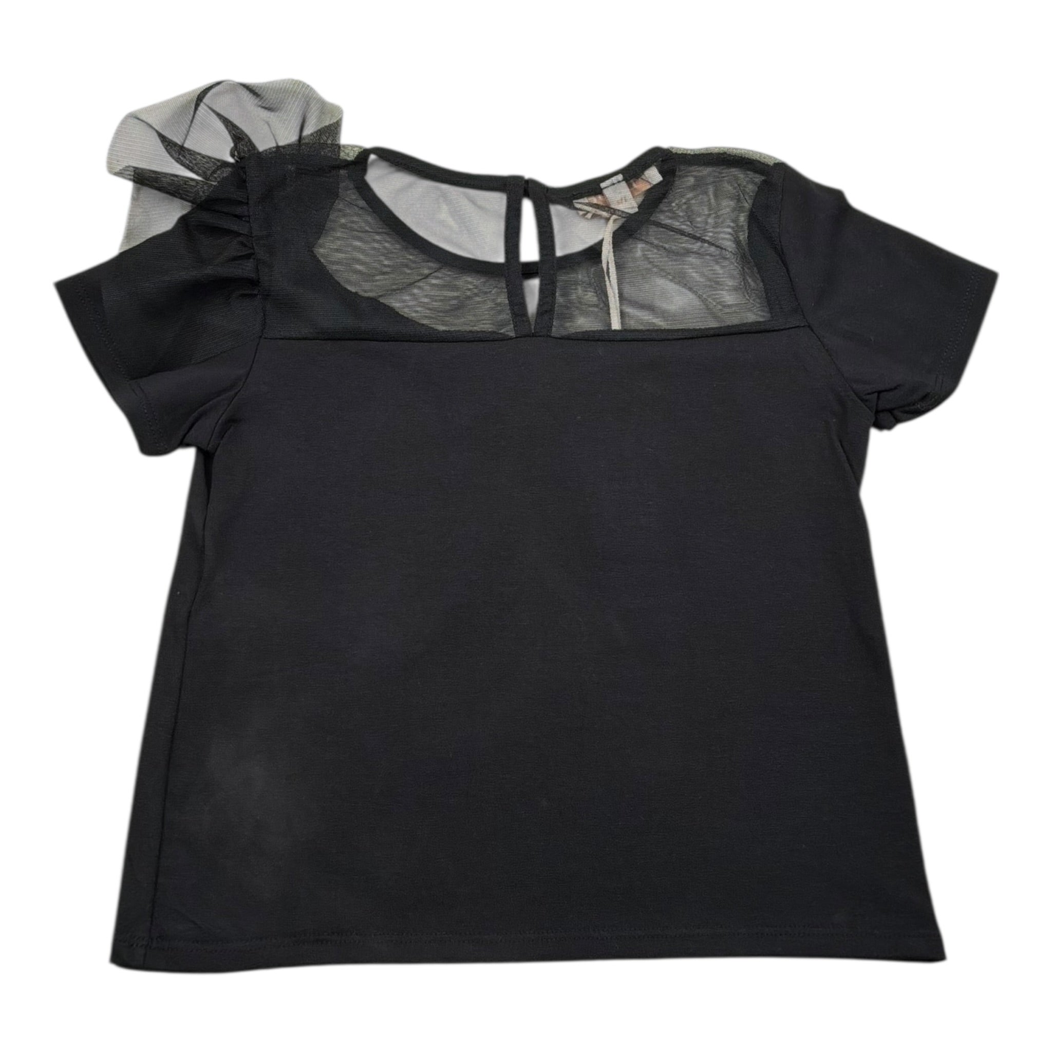 Please T-Shirt Tinta Unita Velata per Bambina MB30032G73X NERO PLEASE 