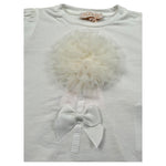 Please T-Shirt Girocollo Tinta Unita con Tulle per Neonata MB33030G73 BIANCO PLEASE 