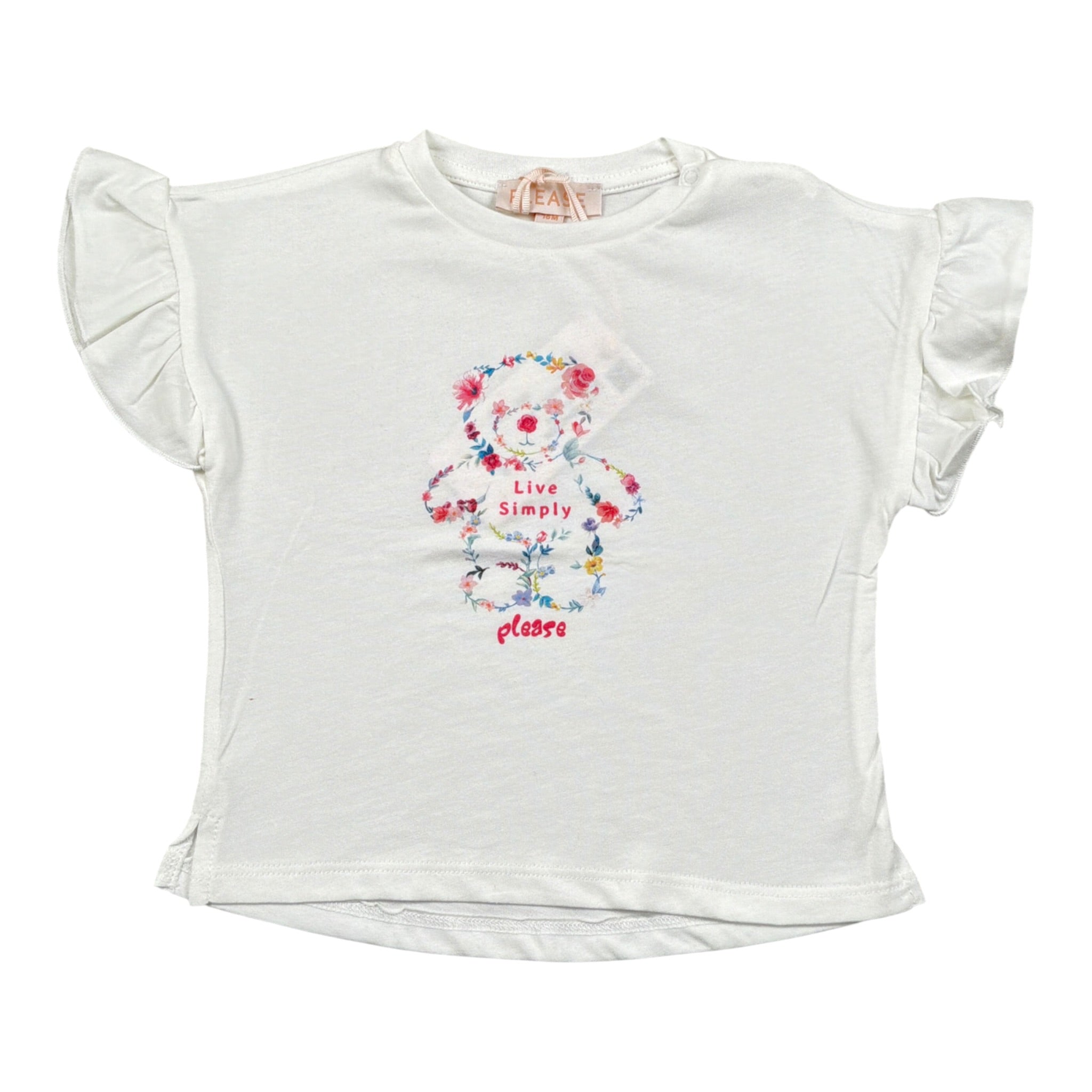 Please T-Shirt Girocollo tinta unita con Stampa Bianco per Neonata MBF4030G60 BIANCO PLEASE 