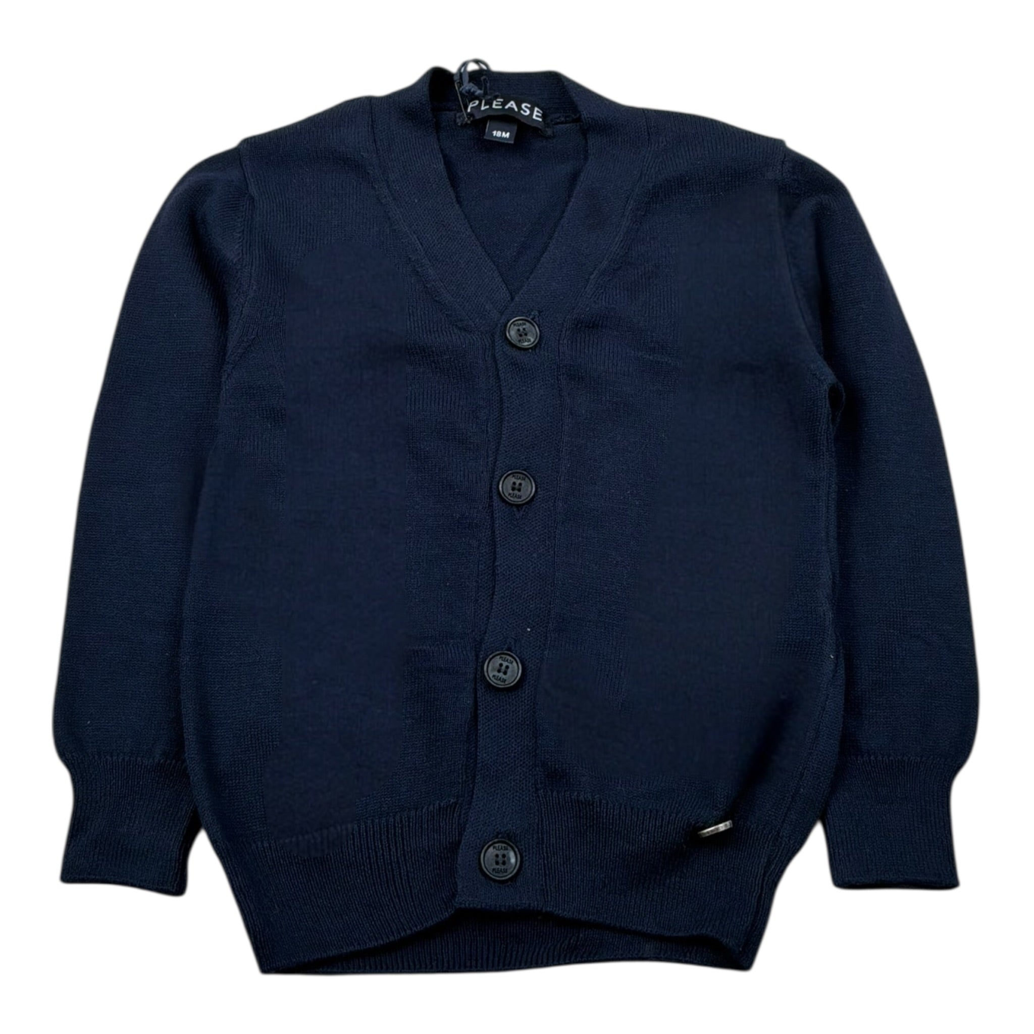 Please Cardigan Tinta Unita con Bottoni per Neonato NB03230B73 BLU PLEASE 