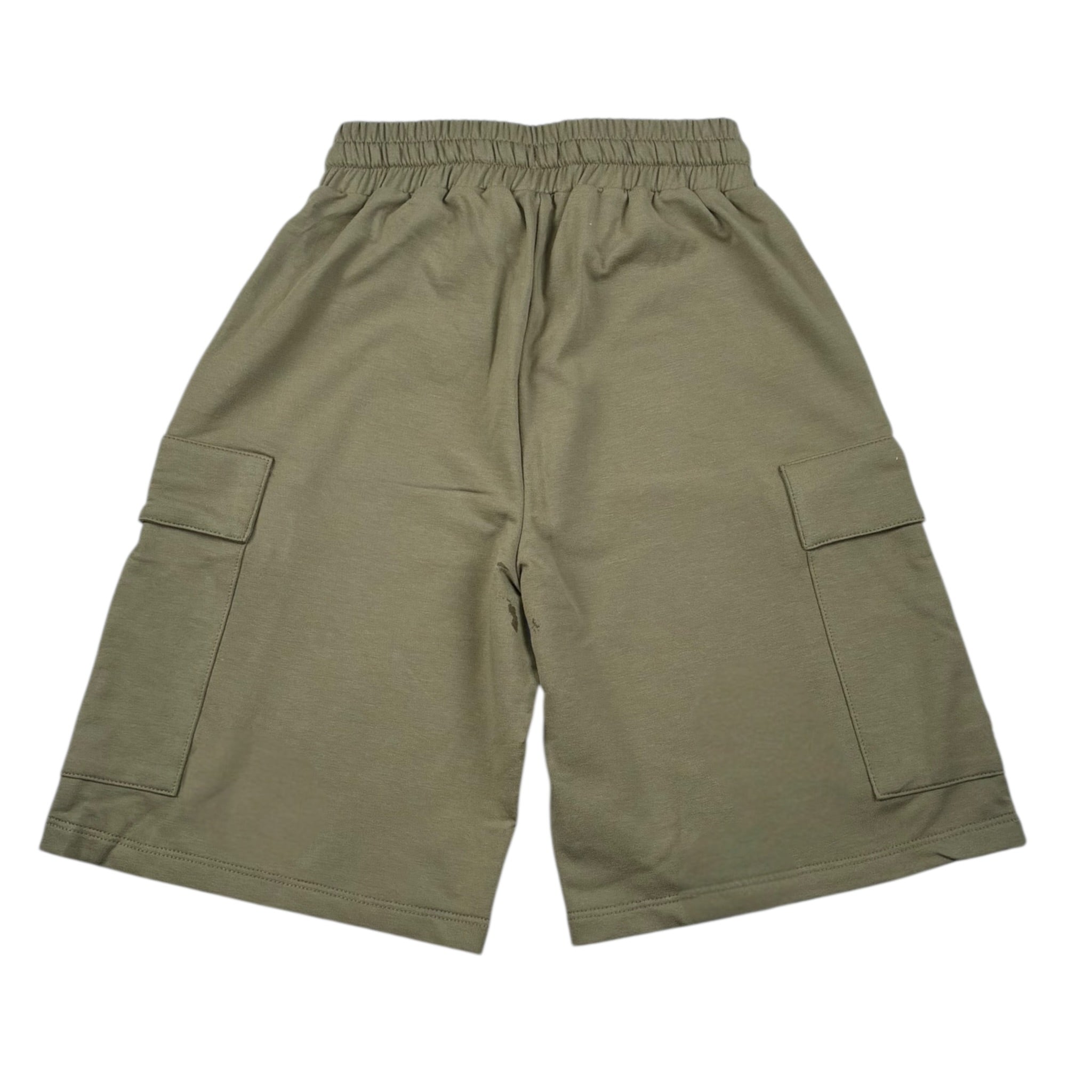 Please Bermuda In Felpa Tinta Unita per Bambino RE12042B72 VERDE PLEASE 
